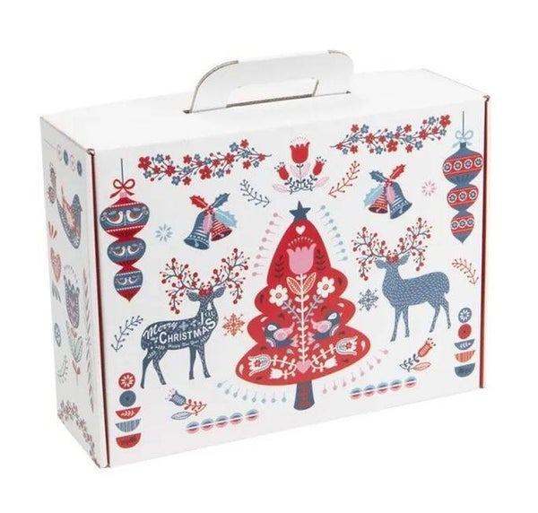 Valisette carton Thème "Noël Scandinave" à remplir 25x19x10cm  par lot de 25