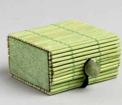 Petite boîte en bambou vert   7x6x3cm