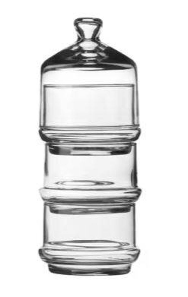Bonbonnière en verre à 3 étages empilables avec couvercle  29,5x9,5cm