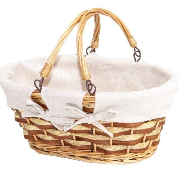 Panier ovale naturel et marron à remplir 16x40x29cm par lot de 5