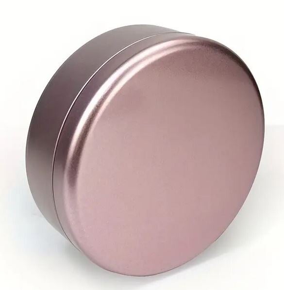 Boîte en métal rose doré ronde vide  14,5x5,5cm