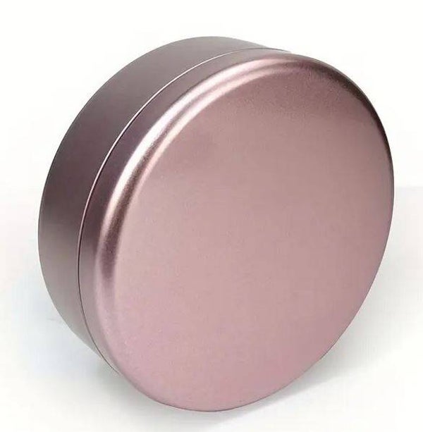 Boîte en métal rose doré ronde vide  14,5x5,5cm