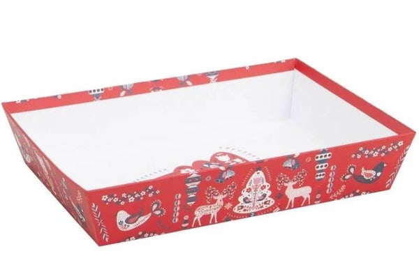 Corbeille carton kraft rouge "Scandinave" à remplir 36x27x7cm