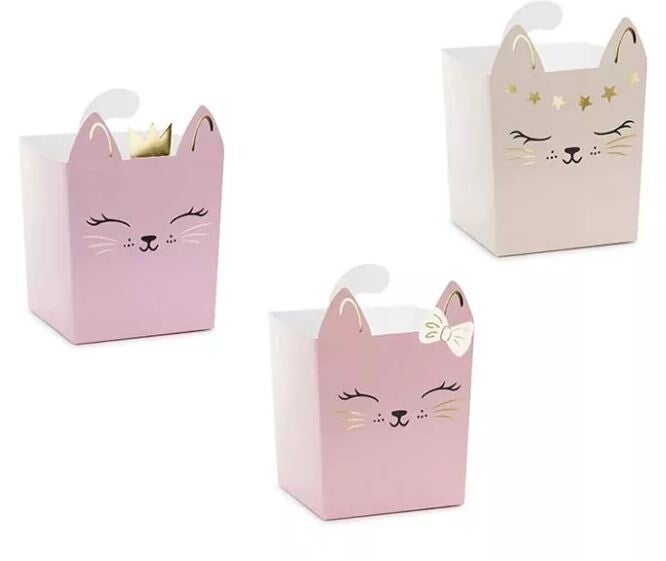 Pot pour Bonbons "Chats" en carton par lot de 3 différents