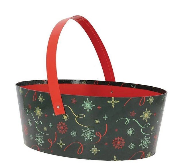 Panier en carton ovale "Noël vert" à remplir 36x23x13cm par lot de 12