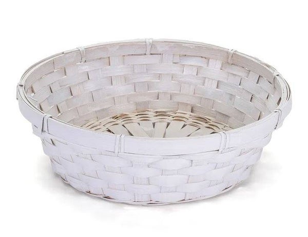 Panier rond en bambou blanc à remplir 25x7cm