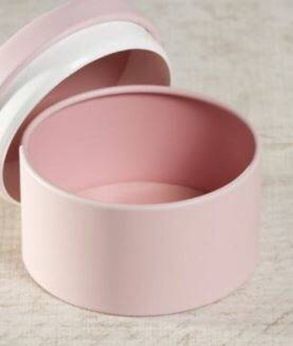 Boîte à Dragées ronde en métal rose ou blanche poudré