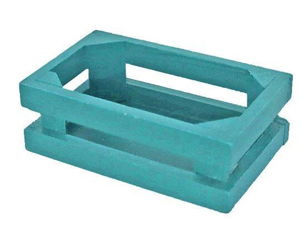Mini cagette à Dragées en bois vide Turquoise, Rose ou Brun