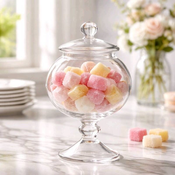 Bocal en verre rond  hauteur 16cm