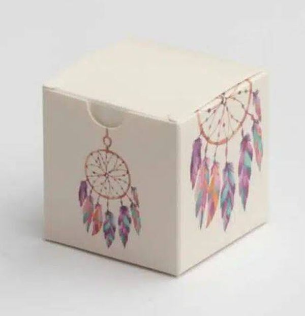 Boîte à dragées cube "Attrape Rêves"  4x4x4cm   par lot de 10