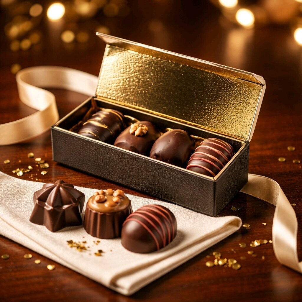 Boîte de chocolat vide avec un couvercle blanc 