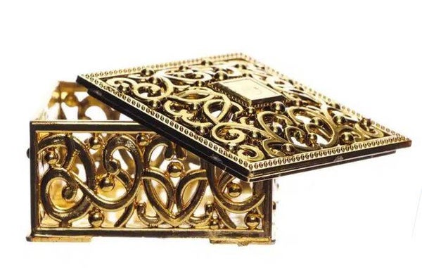 Boîte à dragées Carré Arabesque Doré  6x6x3cm