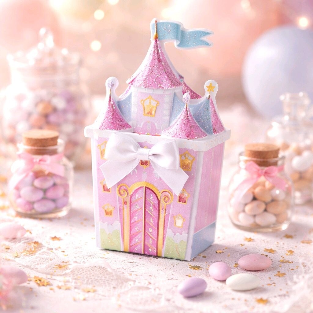 Chateau de Princesse pour Dragées 7x8x3,5cm    par lot de 10