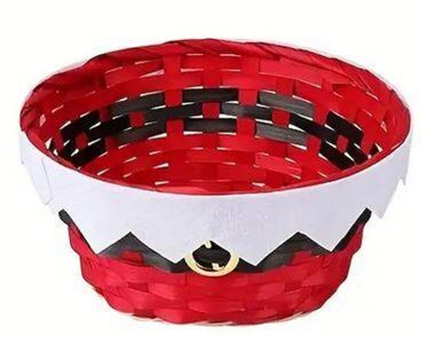 2 Paniers de Noël rond en bambou vide 22x16x10cm