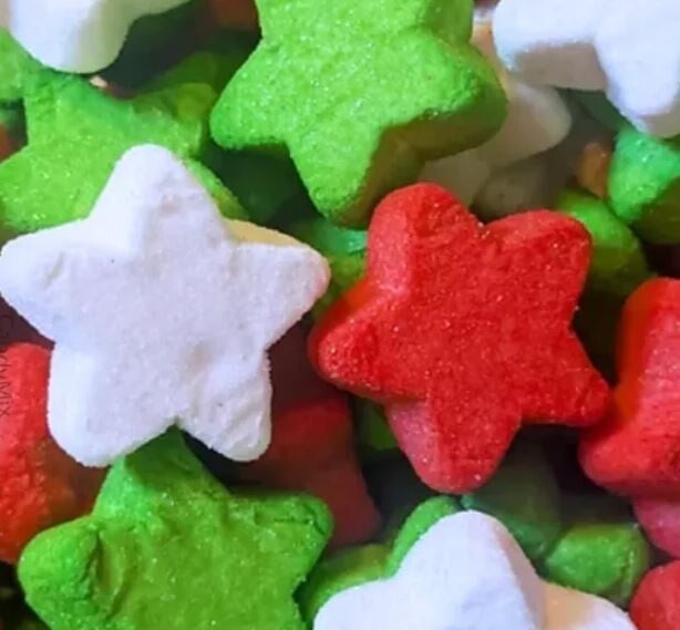 Marshmallows Etoiles vert/rouge/blanc  50gr