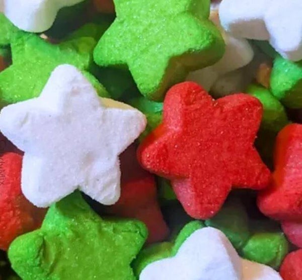 Marshmallows Etoiles vert/rouge/blanc  50gr