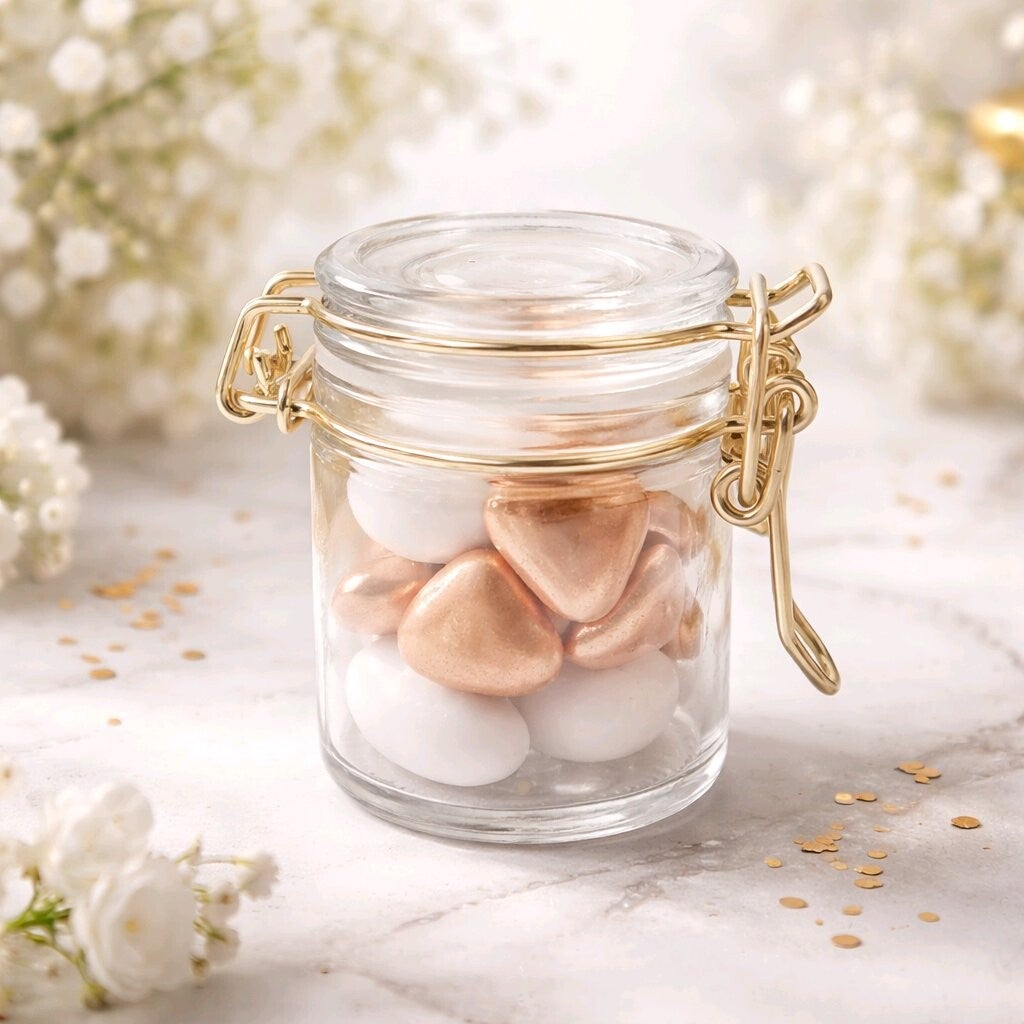 Confiturier à dragées fermeture métal or  6x4,5cm