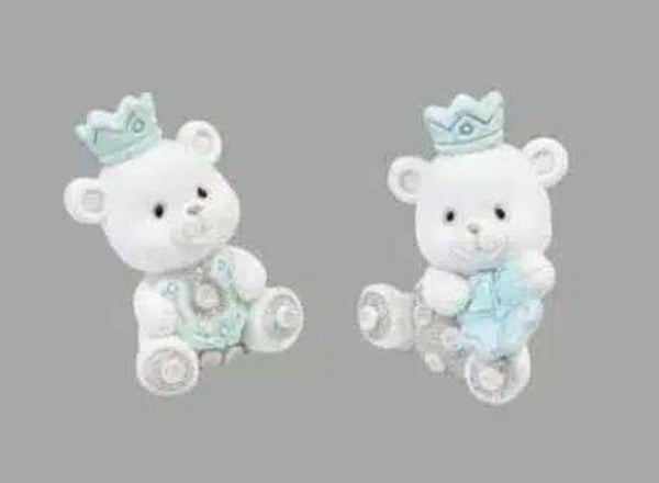 Petits oursons en résine bleu ou rose   par lot de 2