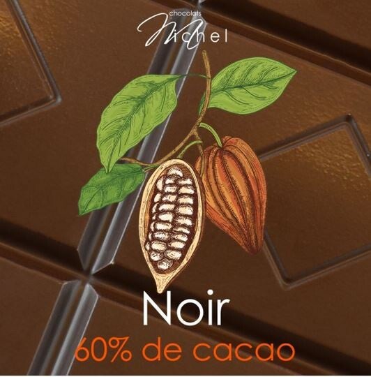 Tablette chocolat noir 60% 80 gr par lot de 5