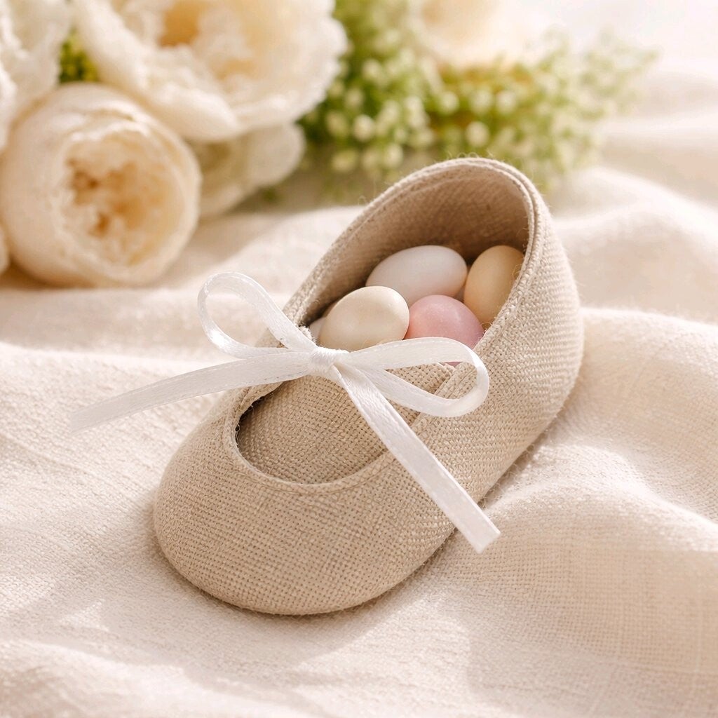 Chaussons Naturel pour Dragées  8,5x4,5x3cm   par lot de 4