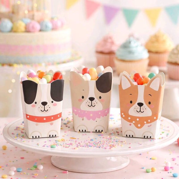 Boîtes "Chiens" pour bonbons  8,5x14,5cm   par lot de 6