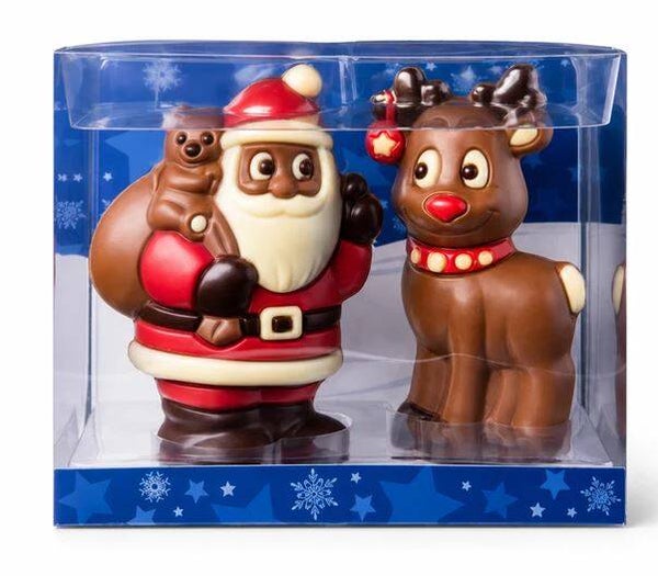 Coffret moulages chocolat Père Noël et Renne 150gr   par lot de 4