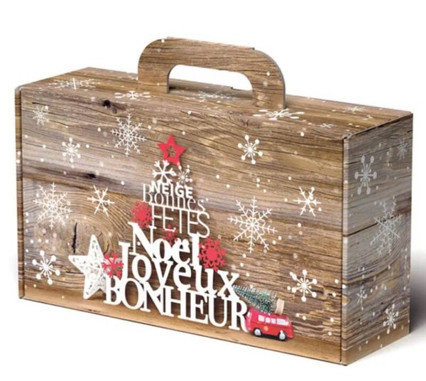 Valisette cadeau Thème "Noël" à remplir 24,5x19x9cm  par lot de 50