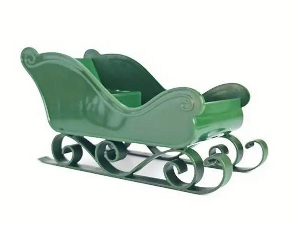 Petit traîneau vert décoration de Noël vide   5,5x6,6x13cm