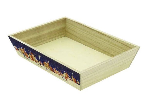 Corbeille en bois "Noël"  rectangulaire à remplir 35x25x7cm par lot de 20