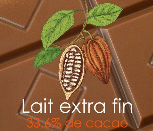Tablette chocolat lait extra fin 80gr par lot de 5