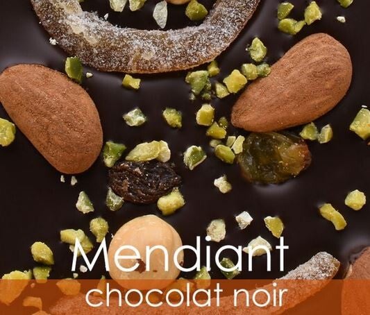 Tablette chocolat noir mendiant 100gr par lot de 5