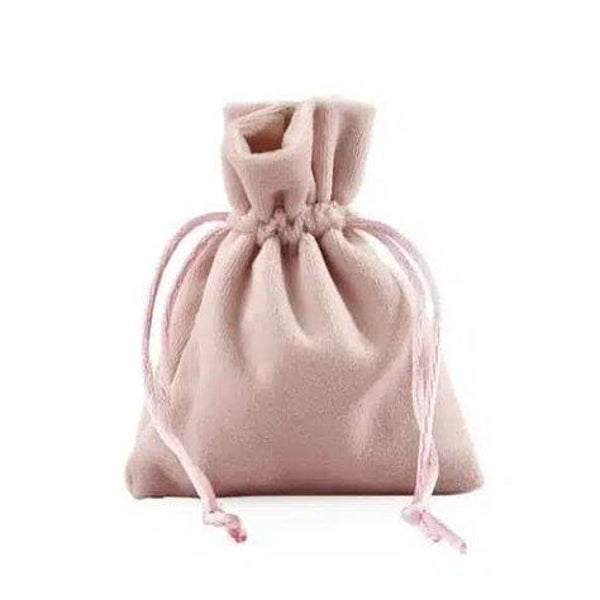 Sac à Dragées velour rose poudré et autres  10x8,5cm
