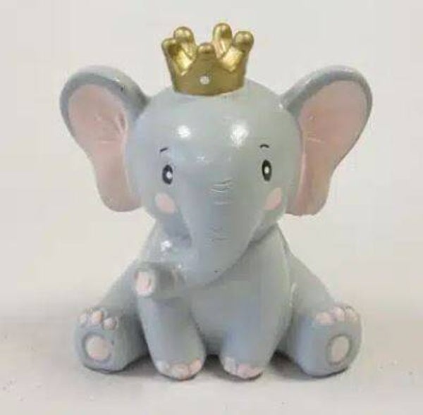 Figurine Eléphant avec couronne en résine  par lot de 3