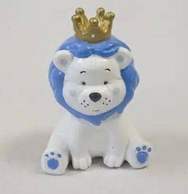 Figurine Lion bleu avec couronne en résine  par lot de 3