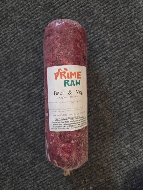 Prime raw 454g roll Beef & Veg