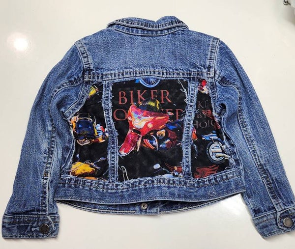 Toddler denim jacket - biker - 3T