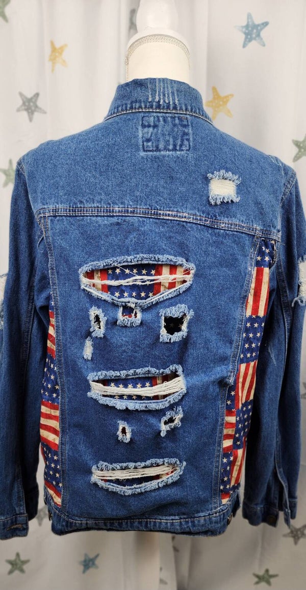 Unisex denim jacket - flag - size Large