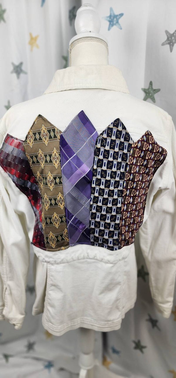 Women’s Corduroy jacket- white tie- size large