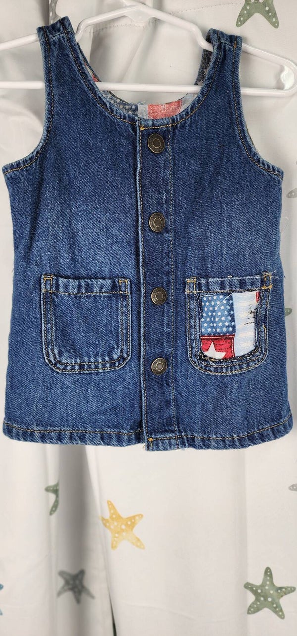 Infant overalls dress- flag - size 12 mos