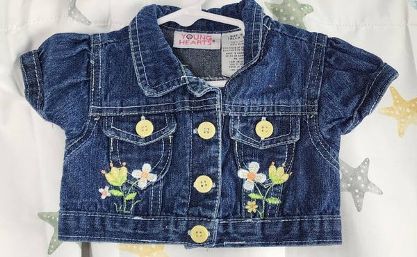 Infant denim jacket- floral - size 6/9 mos