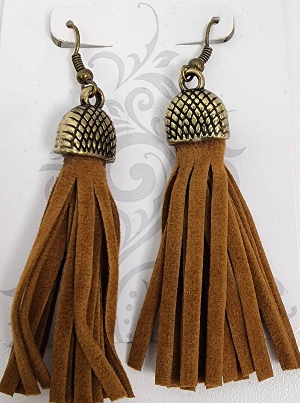 Earrings - brown tassel