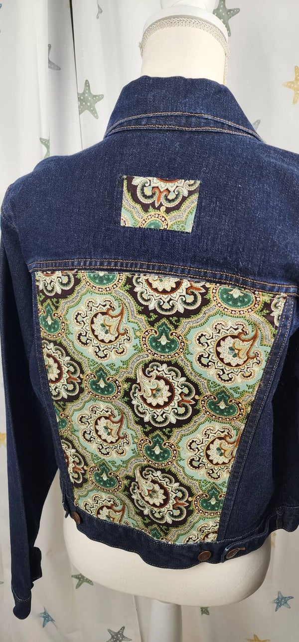 Denim jacket - paisley - size L