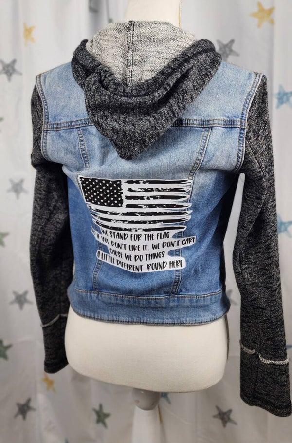 Denim vest / hoodie - stand - size small