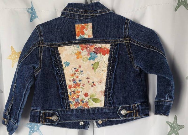 Infant Denim jacket - floral- size 12 mos