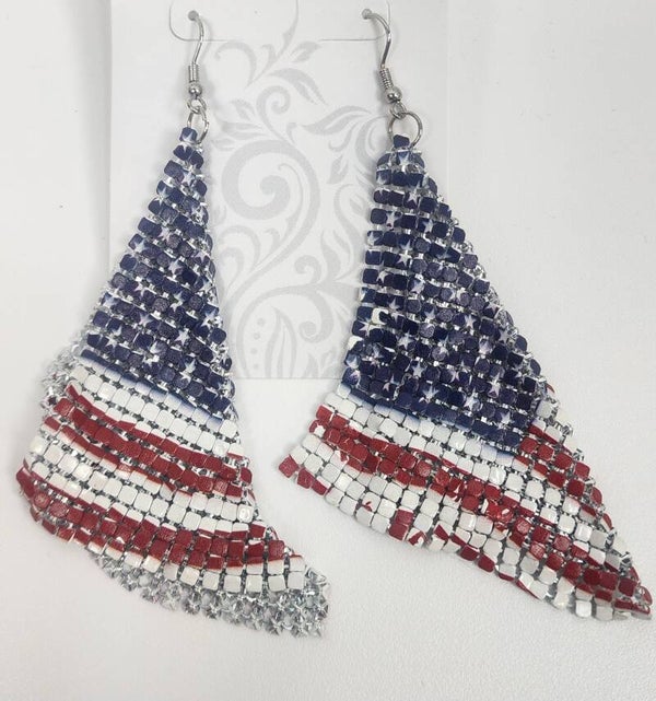 Earrings-red white and blue