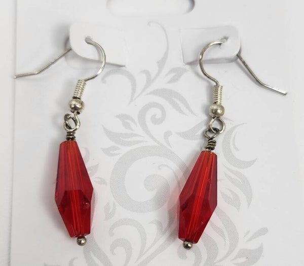 Earrings- red bead