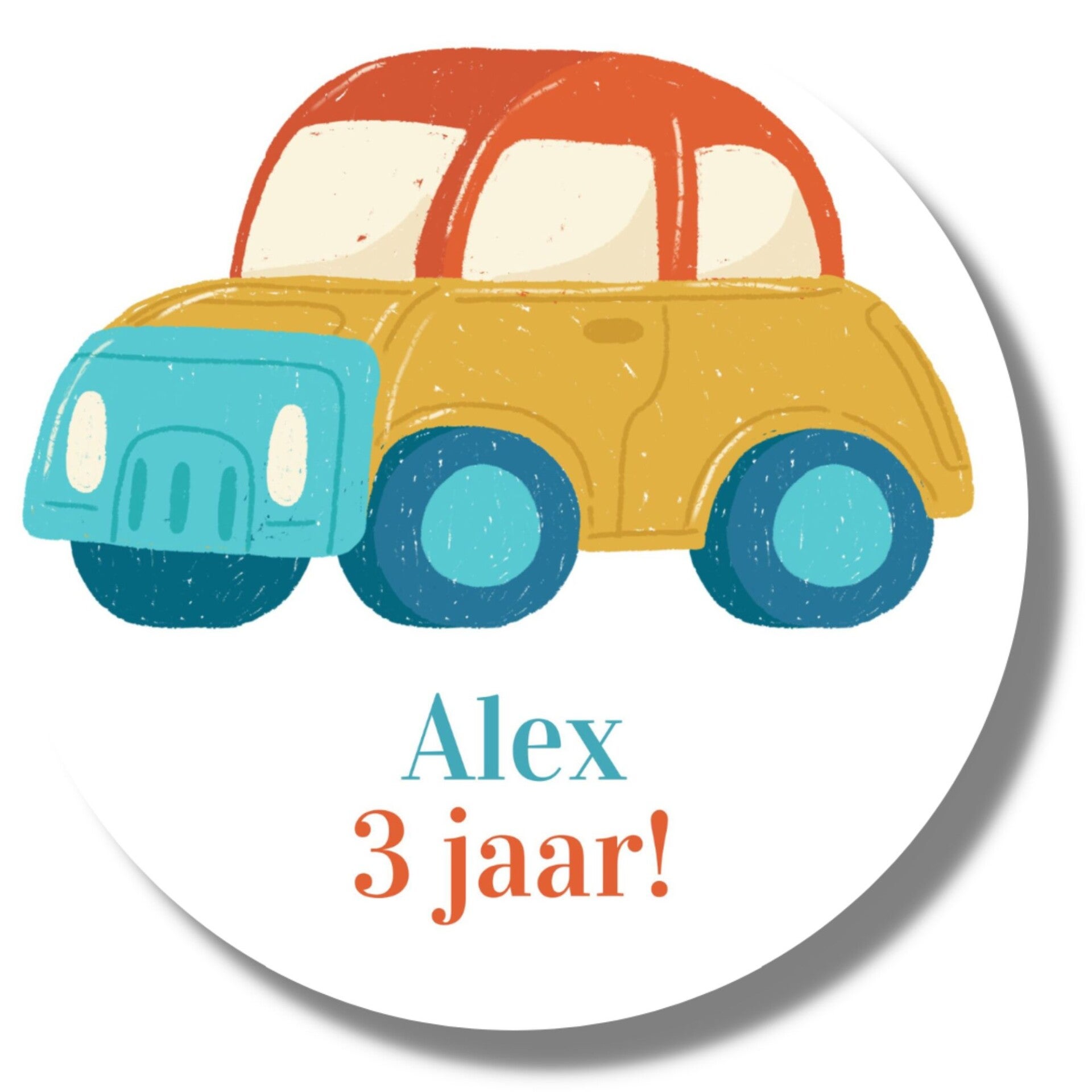 Gepersonaliseerde Stickers | Auto | Naam en leeftijd van de jarige