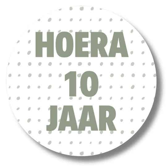 Stickers | Hoera 10 jaar | Groene dots | 20 Stuks
