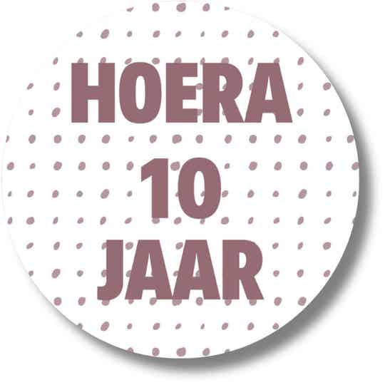 Stickers | Hoera 10 jaar | Roze dots | 20 Stuks