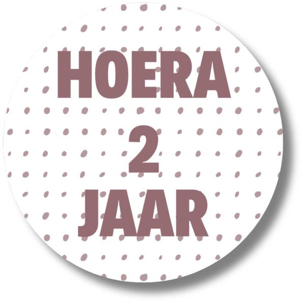Stickers | Hoera 2 jaar | Roze dots | 20 Stuks